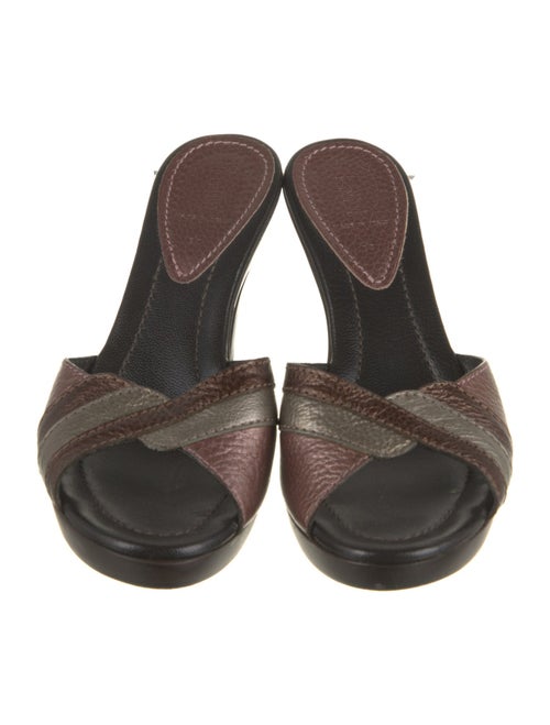 Fendi Leather Colorblock Pattern Slides