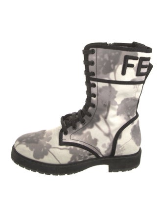 Fendi Canvas Printed Combat Boots