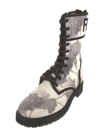 Fendi Canvas Printed Combat Boots