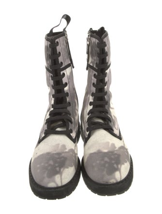 Fendi Canvas Printed Combat Boots