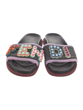 Fendi Leather Patterned Slides