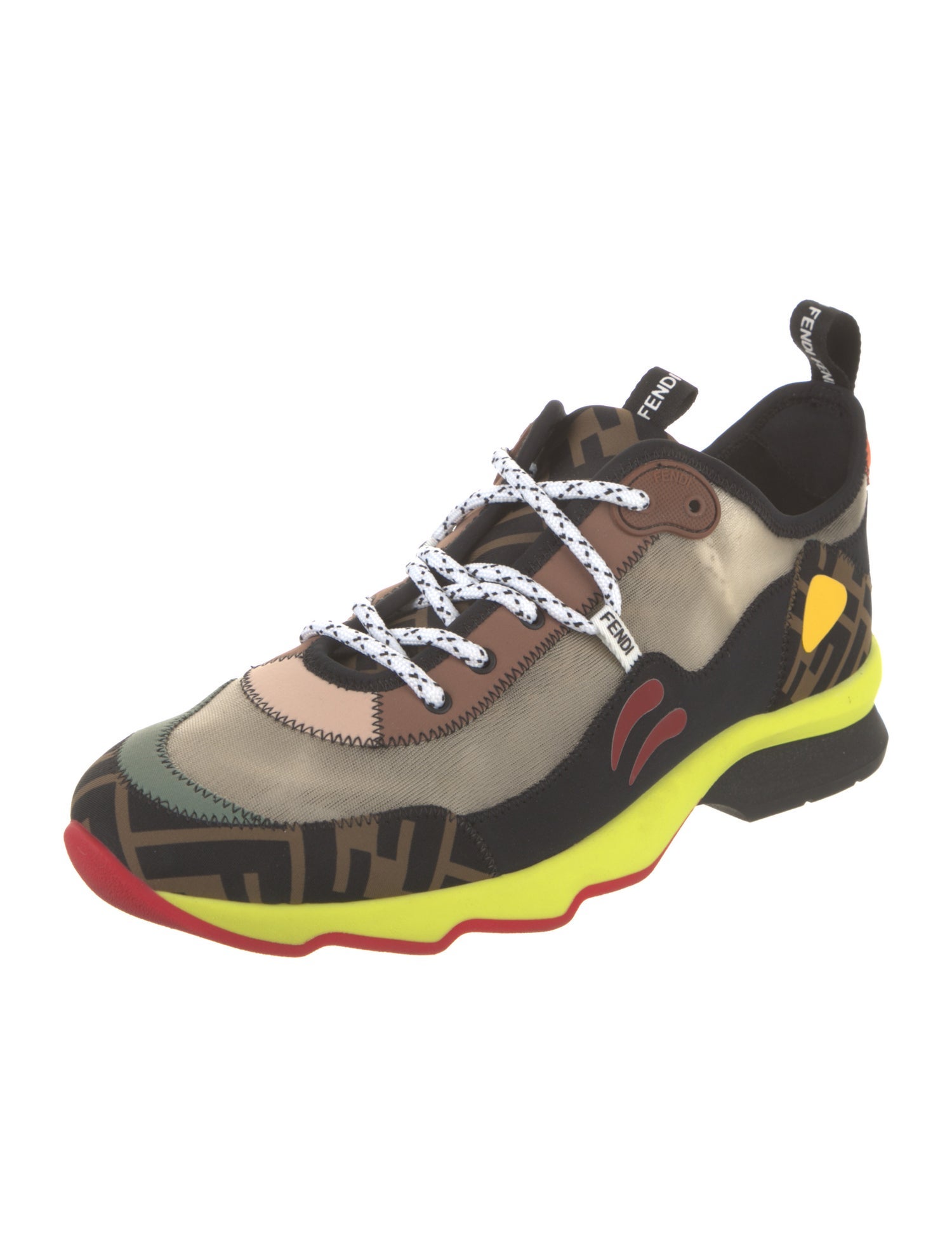 Fendi Printed Mesh Accents Chunky Sneakers