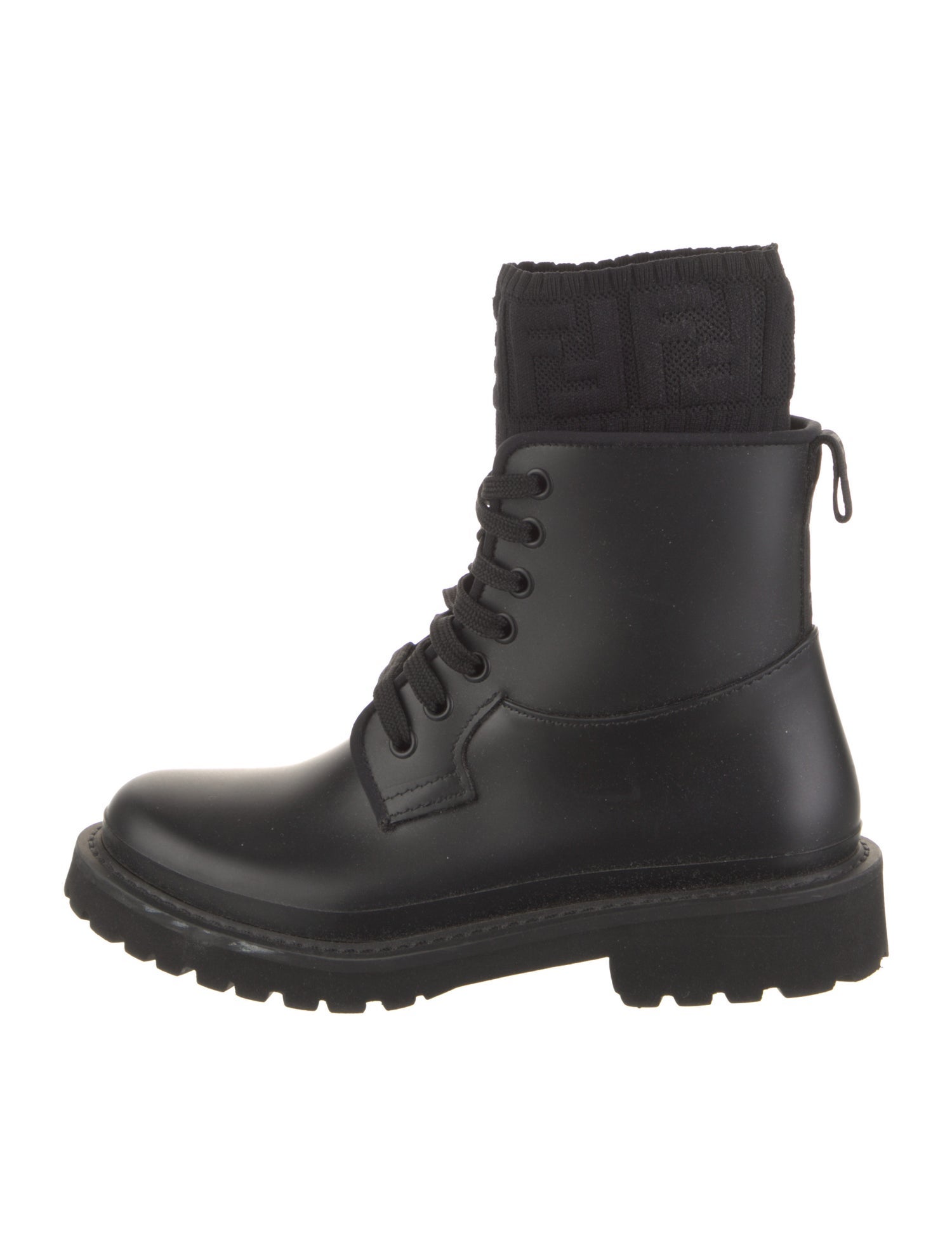Fendi Zucca FF Logo Leather Combat Boots