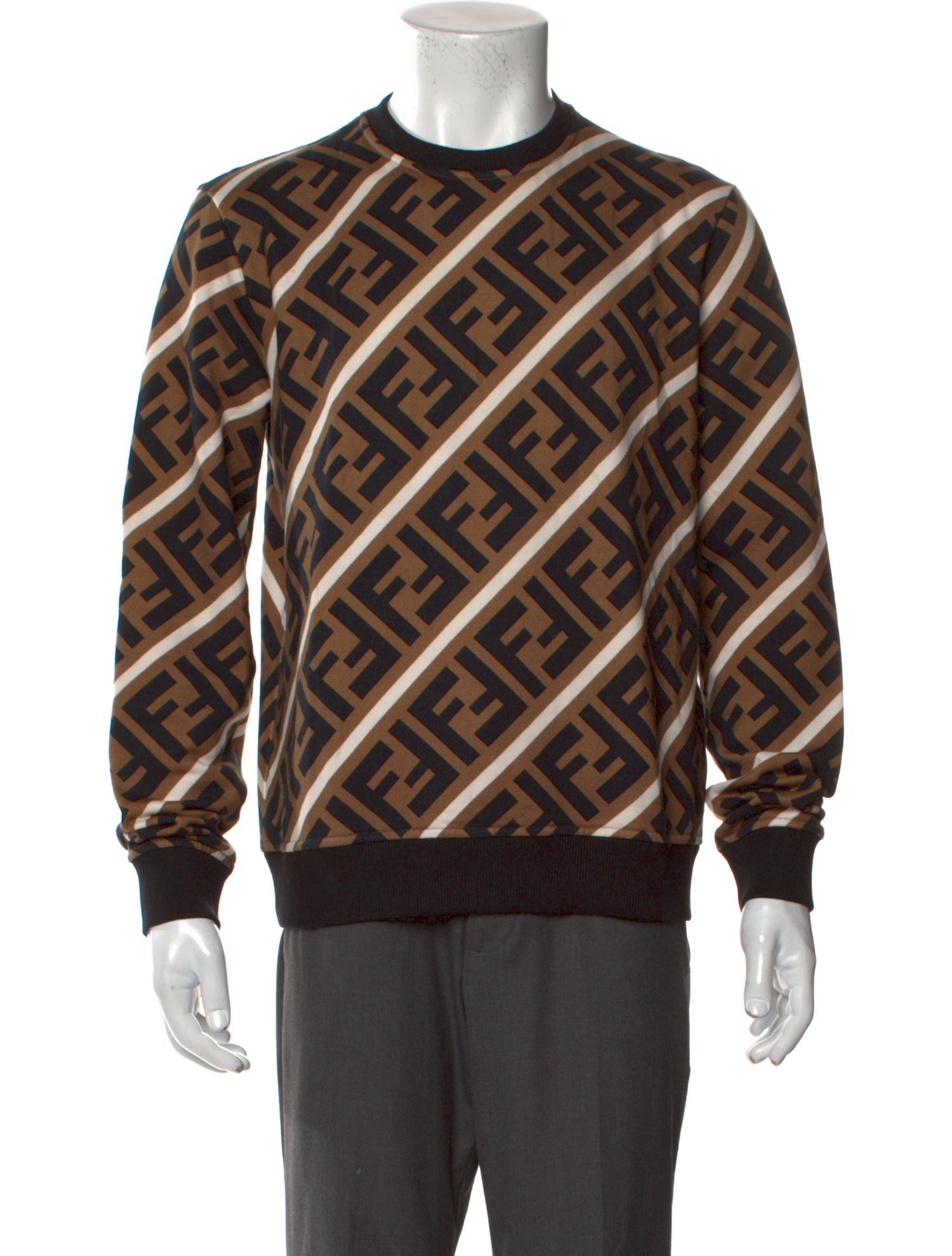 Fendi Zucca FF Logo Printed Sweatshirt - Neutrals Sweatshirts \u0026 Hoodies,  Clothing - FEN362209 | The RealReal