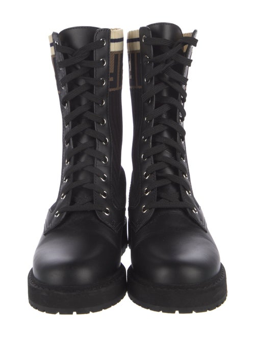 Fendi Zucca FF Logo Leather Combat Boots