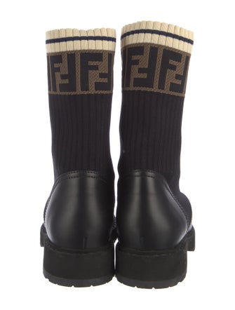 Fendi Zucca FF Logo Leather Combat Boots