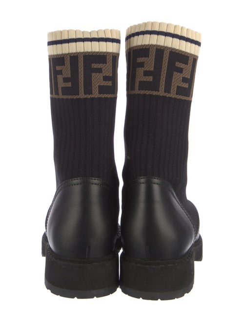 Fendi Zucca FF Logo Leather Combat Boots