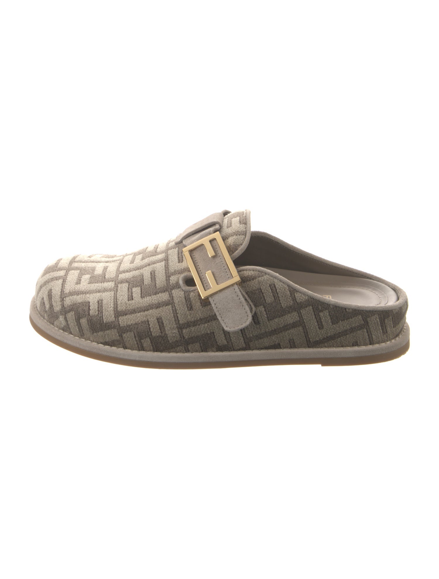 Fendi Zucca FF Logo Printed Mules - Neutrals Flats, Shoes