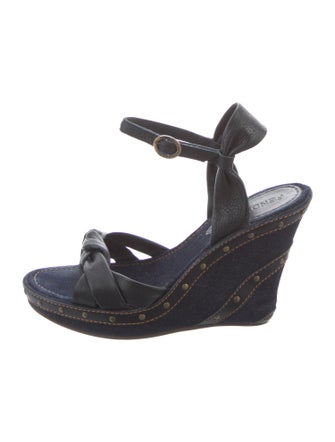Fendi Denim Studded Accents Espadrilles
