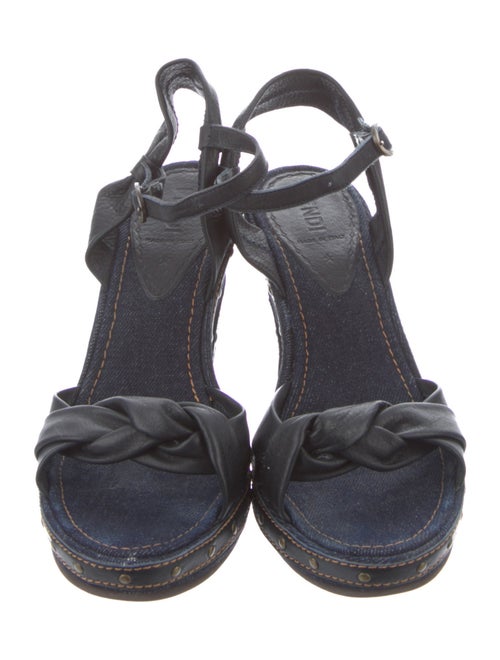 Fendi Denim Studded Accents Espadrilles