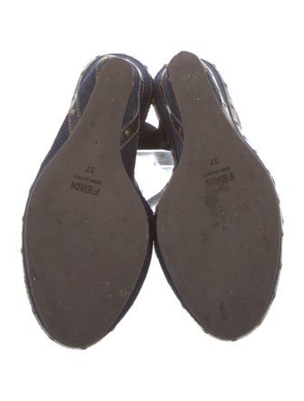 Fendi Denim Studded Accents Espadrilles