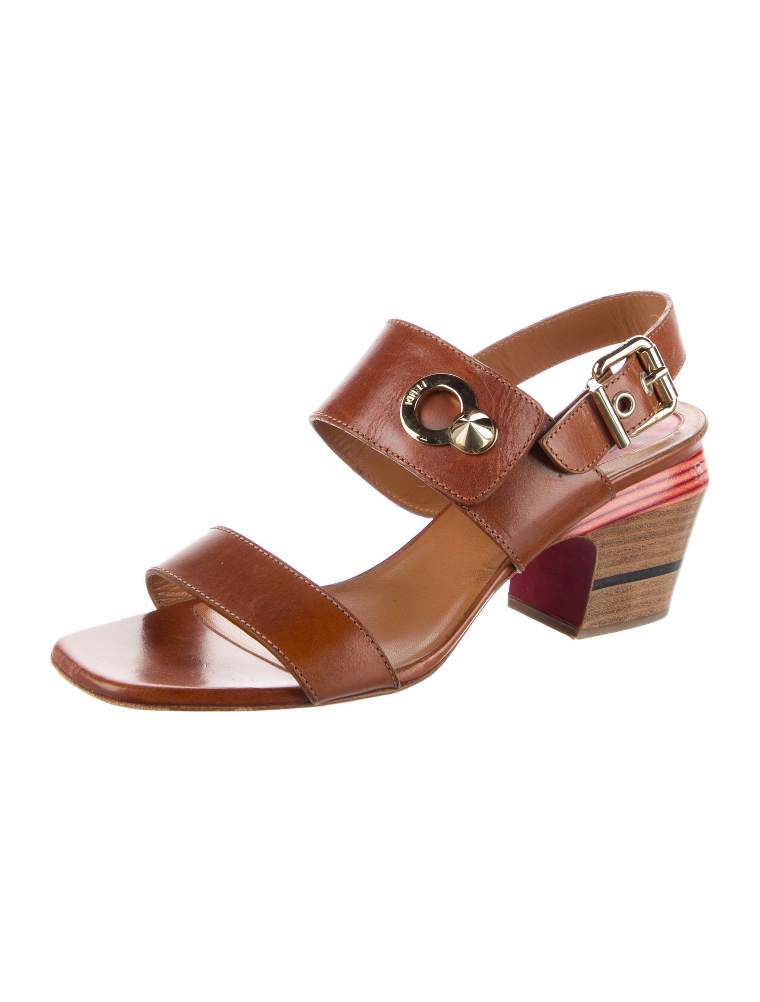 Fendi Leather Slingback Sandals