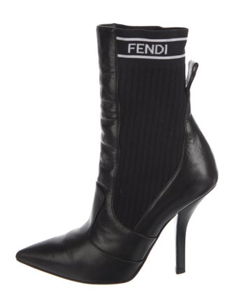 Fendi Leather Graphic Print Sock Boots