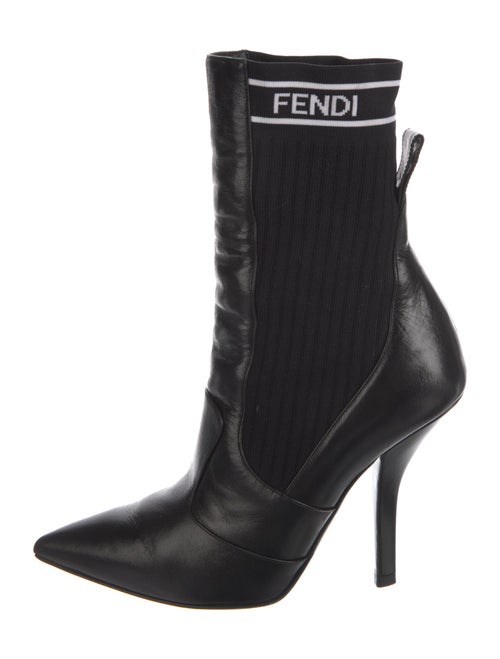 Fendi Leather Graphic Print Sock Boots
