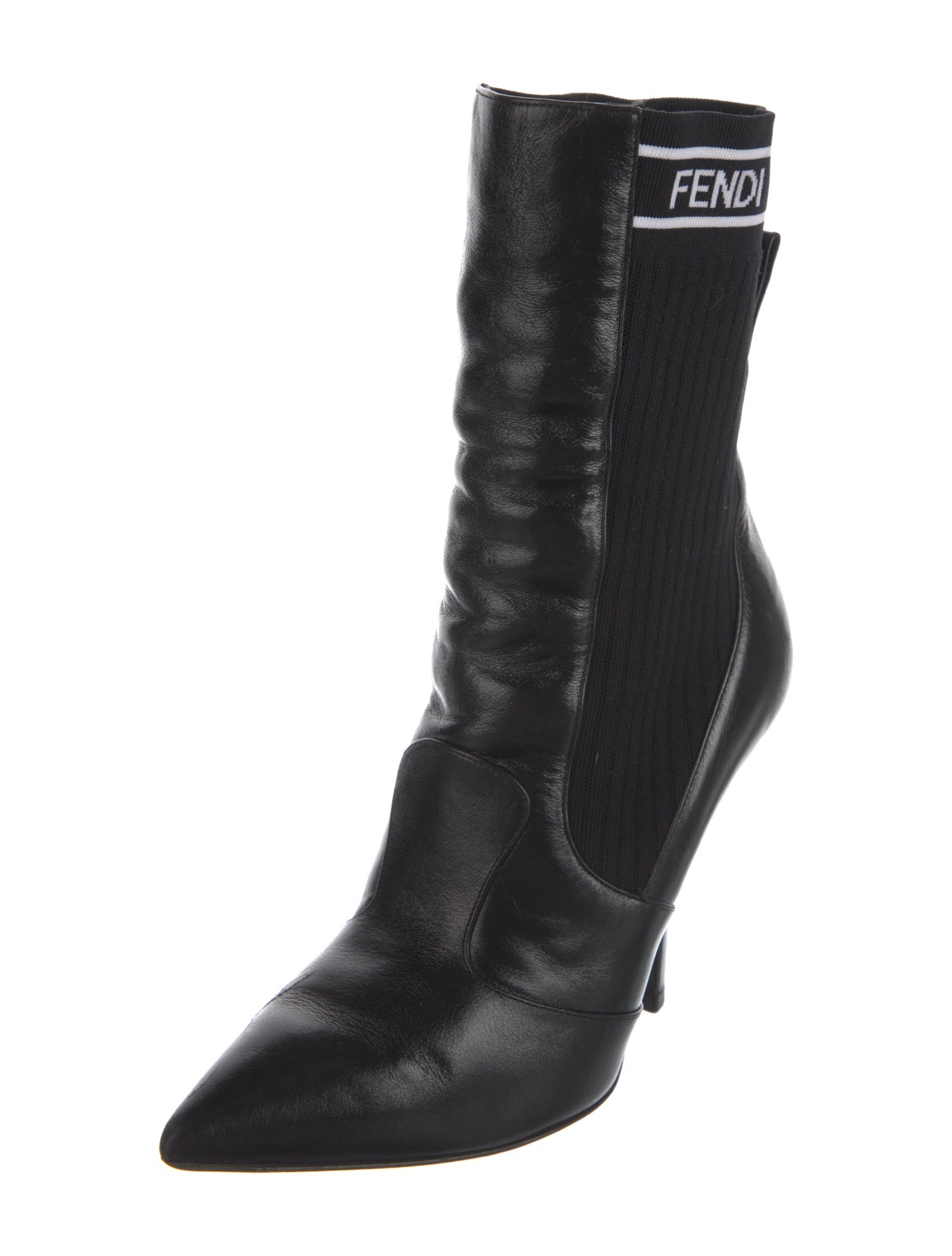 Fendi Leather Graphic Print Sock Boots