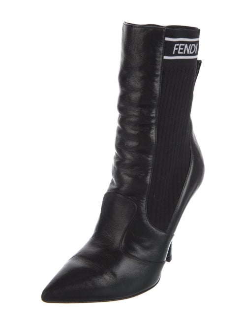 Fendi Leather Graphic Print Sock Boots