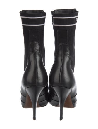 Fendi Leather Graphic Print Sock Boots