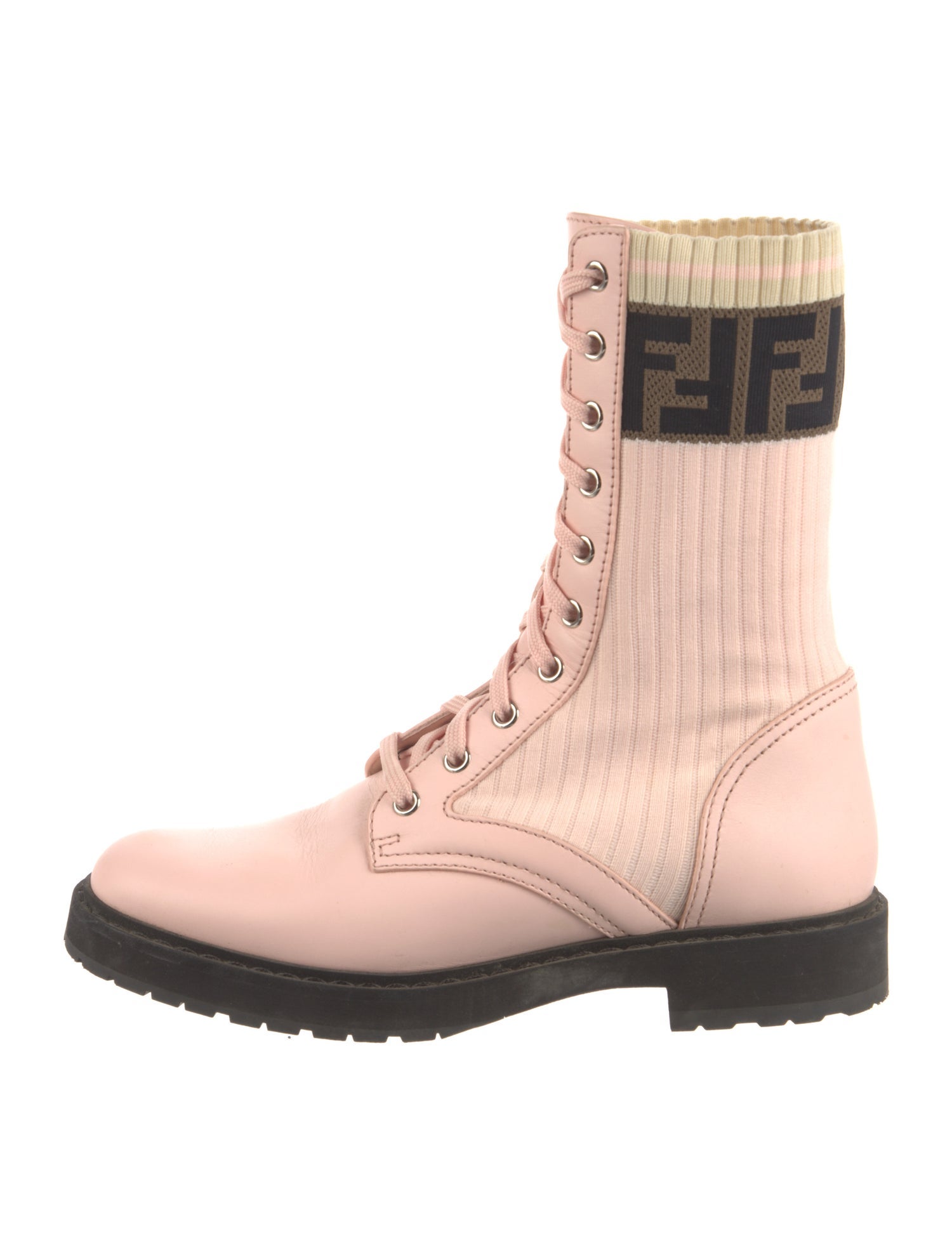 Fendi Zucca FF Logo Leather Sock Boots