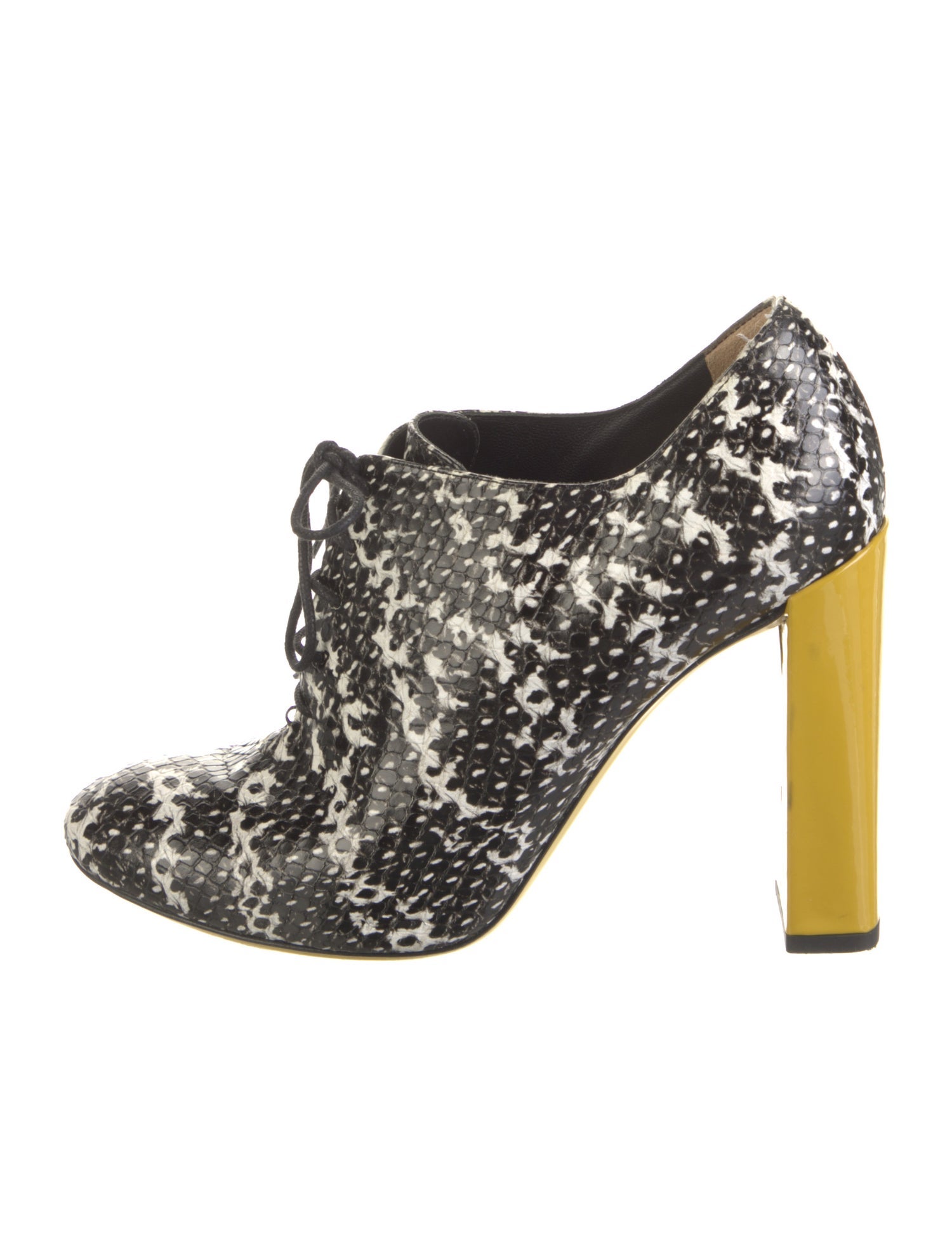 Fendi Leather Animal Print Lace-Up Boots