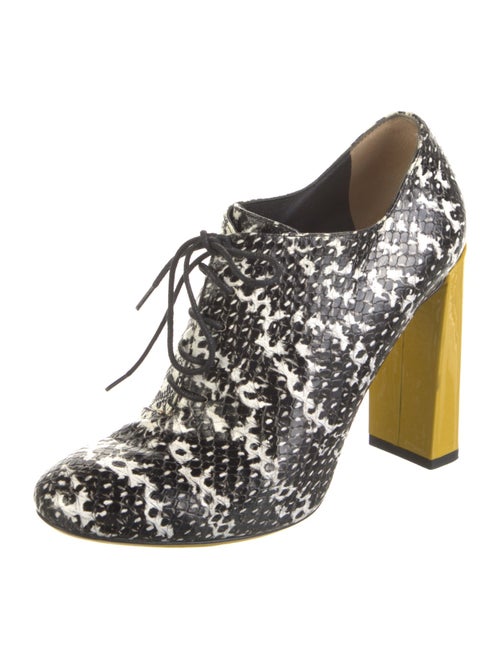 Fendi Leather Animal Print Lace-Up Boots