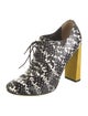 Fendi Leather Animal Print Lace-Up Boots