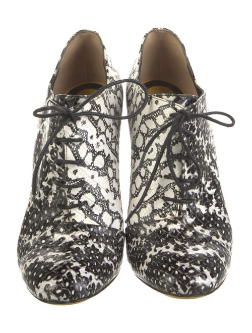 Fendi Leather Animal Print Lace-Up Boots