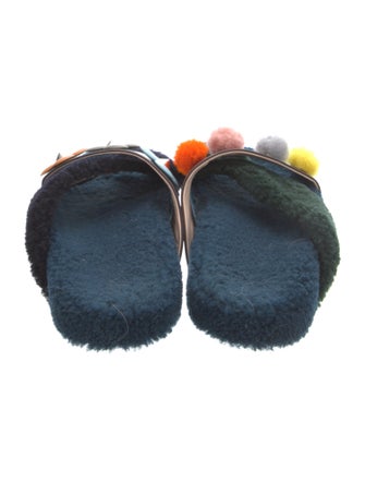 Fendi Shearling Studded Accents Slides