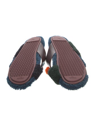 Fendi Shearling Studded Accents Slides