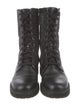 Fendi Leather Embroidered Accent Combat Boots
