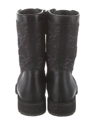 Fendi Leather Embroidered Accent Combat Boots