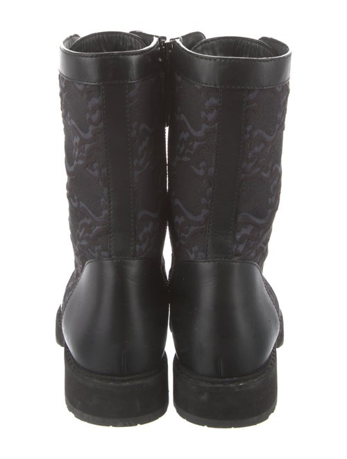 Fendi Leather Embroidered Accent Combat Boots