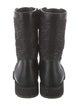 Fendi Leather Embroidered Accent Combat Boots