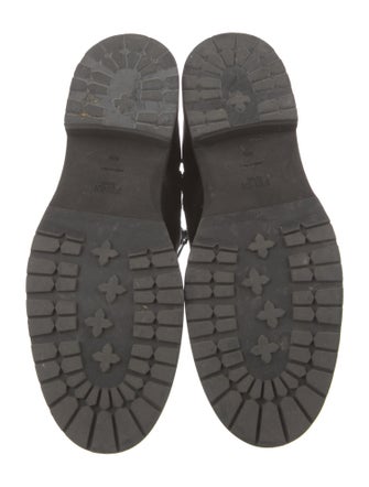 Fendi Leather Embroidered Accent Combat Boots