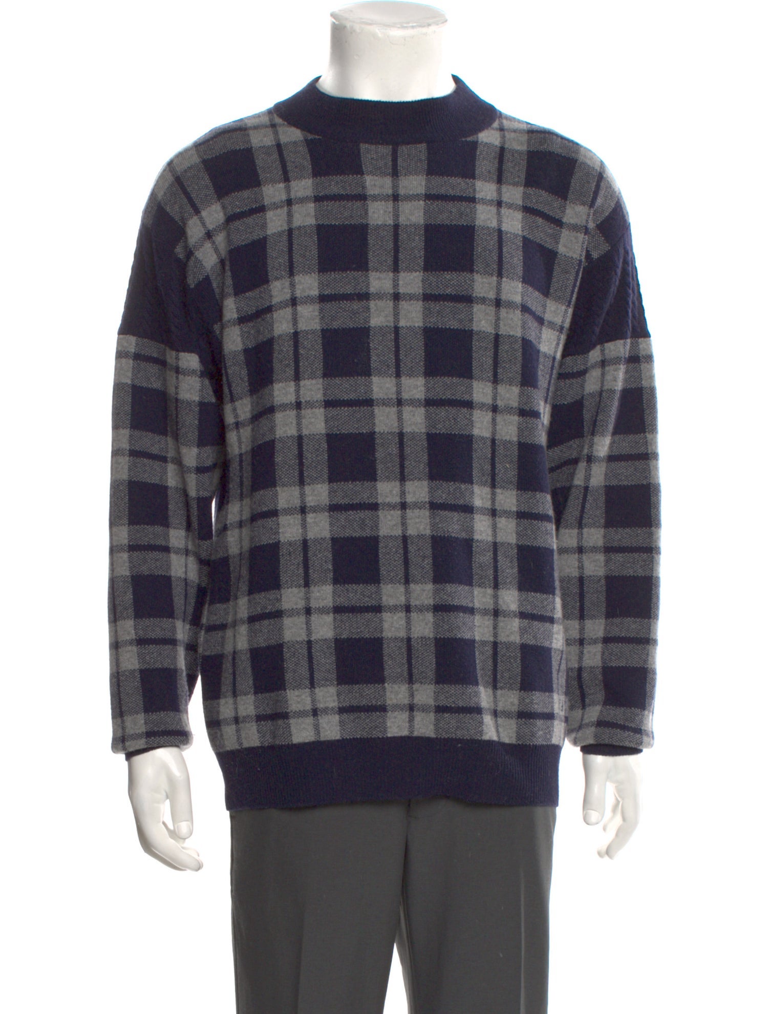 Fendi Plaid Print Crew Neck Pullover