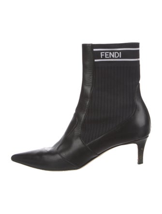 Fendi Leather Graphic Print Sock Boots