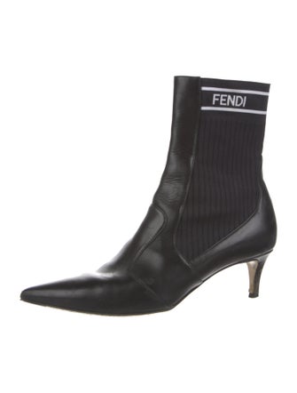 Fendi Leather Graphic Print Sock Boots