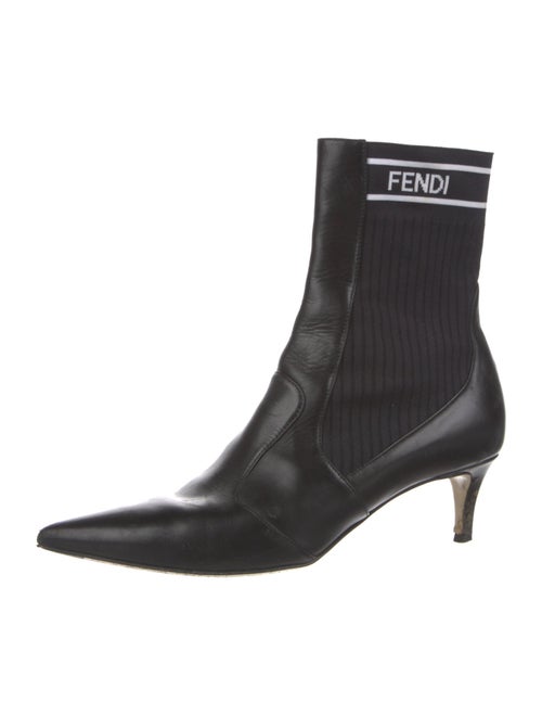 Fendi Leather Graphic Print Sock Boots