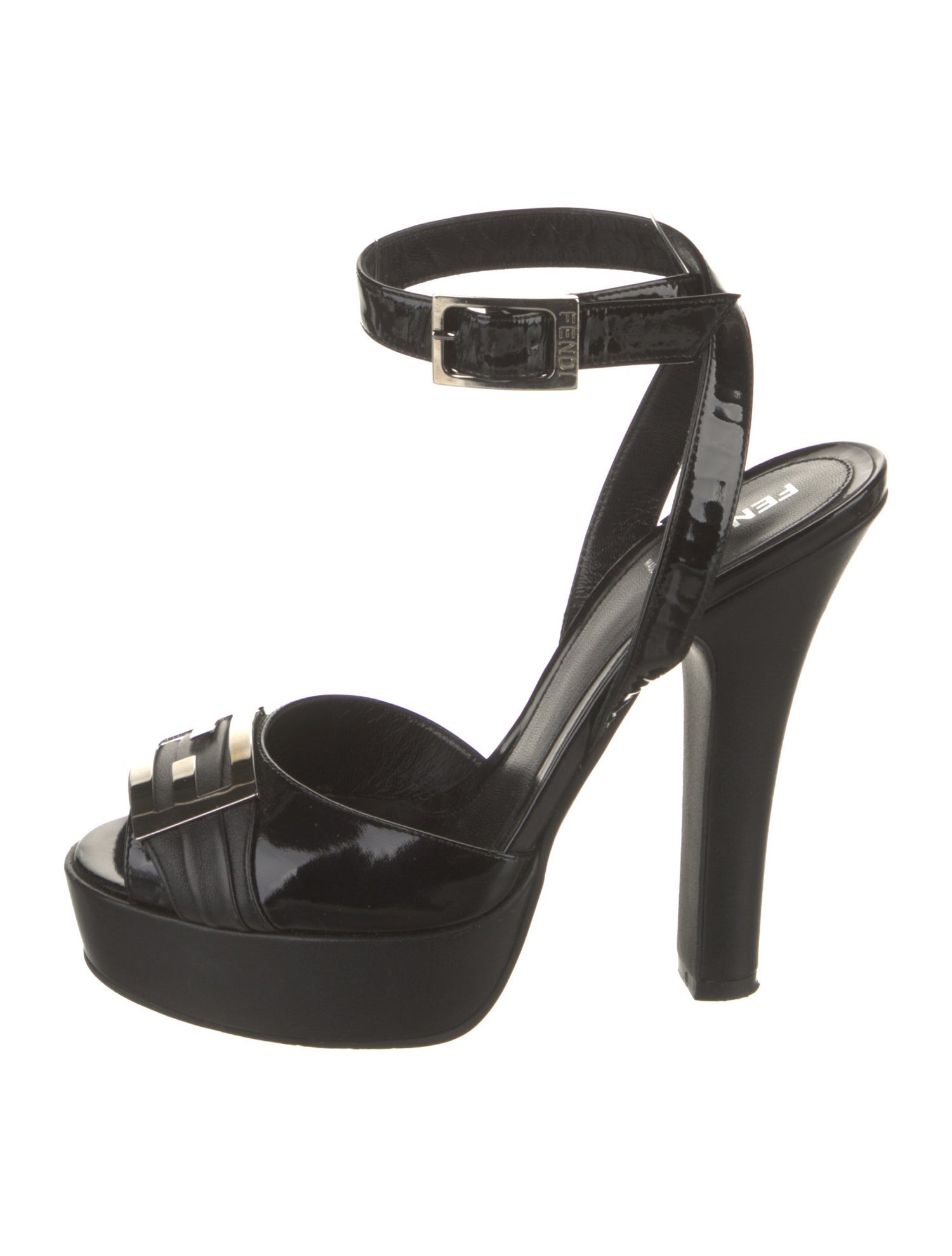 Fendi Zucca FF Logo Patent Leather Sandals