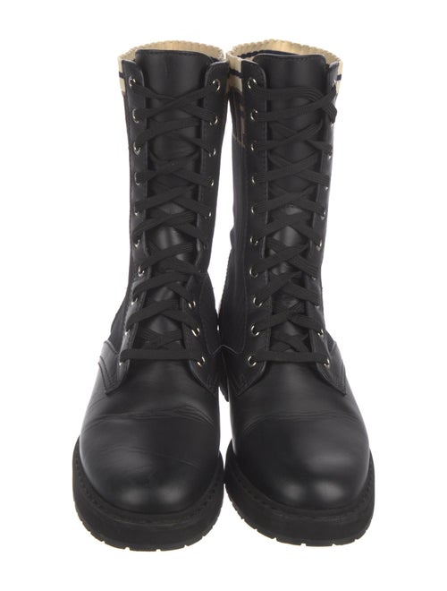 Fendi Zucca FF Logo Leather Combat Boots