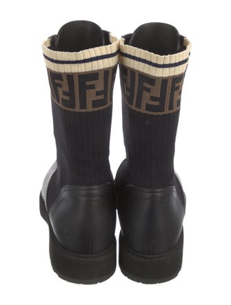 Fendi Zucca FF Logo Leather Combat Boots