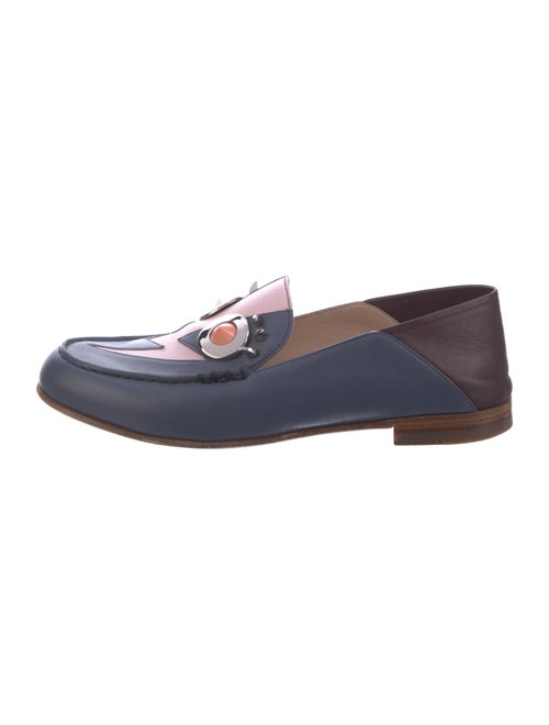Fendi Faces Motif Leather Loafers