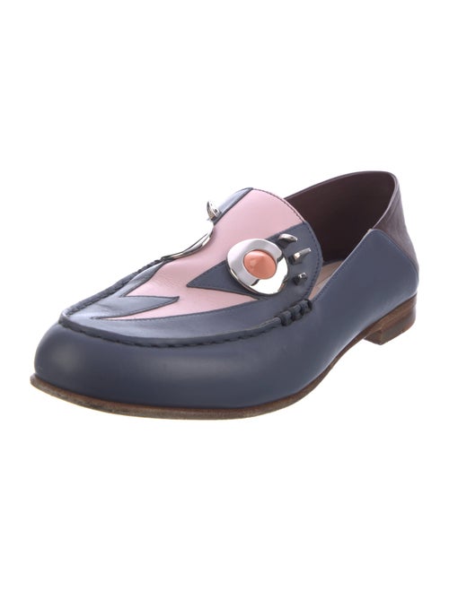 Fendi Faces Motif Leather Loafers