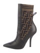 Fendi Zucca FF Logo Leather Sock Boots