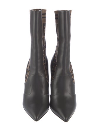 Fendi Zucca FF Logo Leather Sock Boots