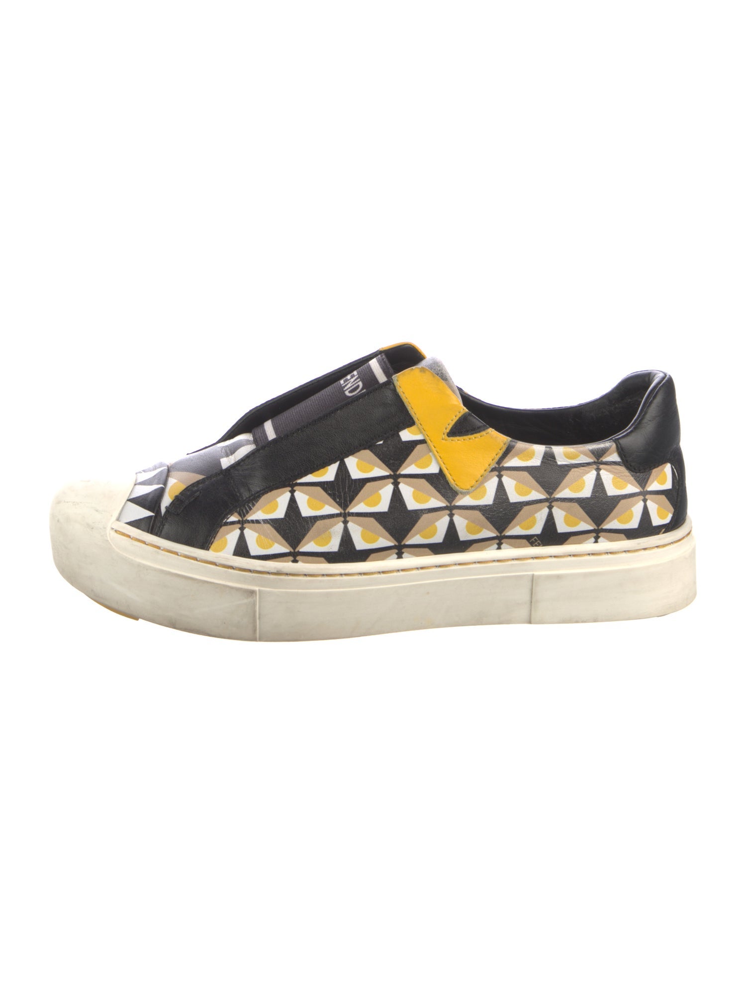 Fendi Monsters Motif Leather Sneakers