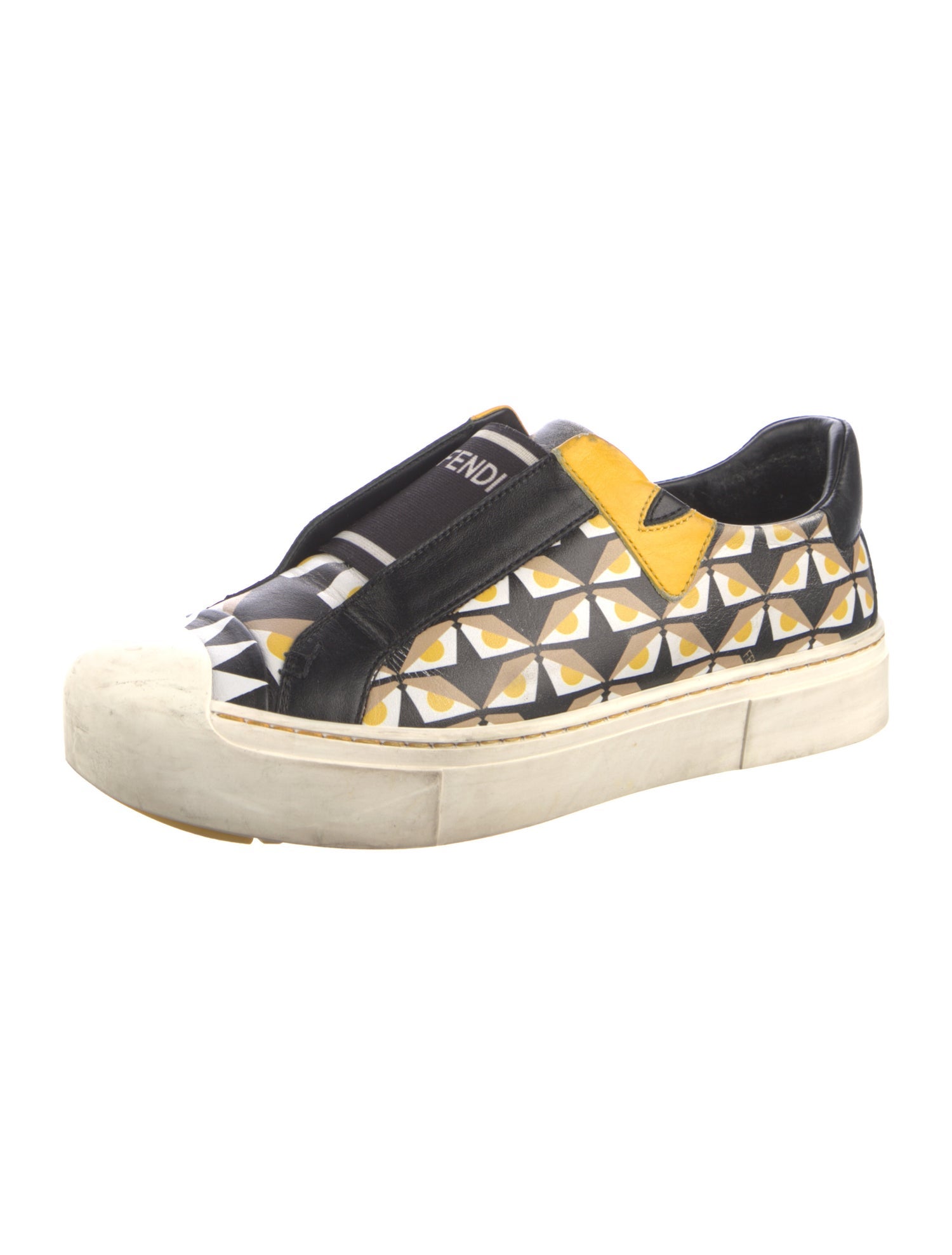 Fendi Monsters Motif Leather Sneakers