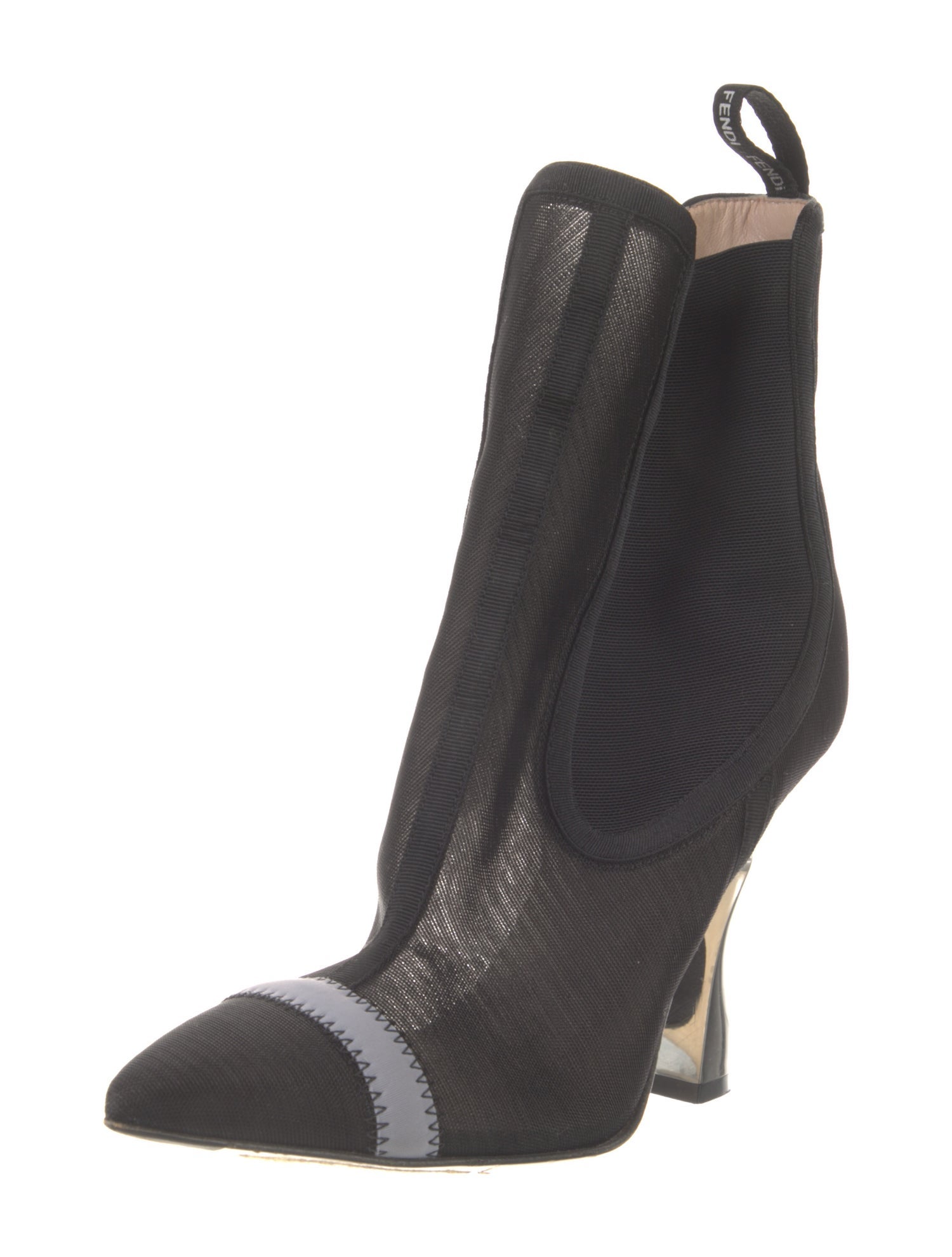 Fendi Mesh Grosgrain Trim Chelsea Boots