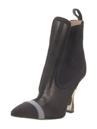 Fendi Mesh Grosgrain Trim Chelsea Boots