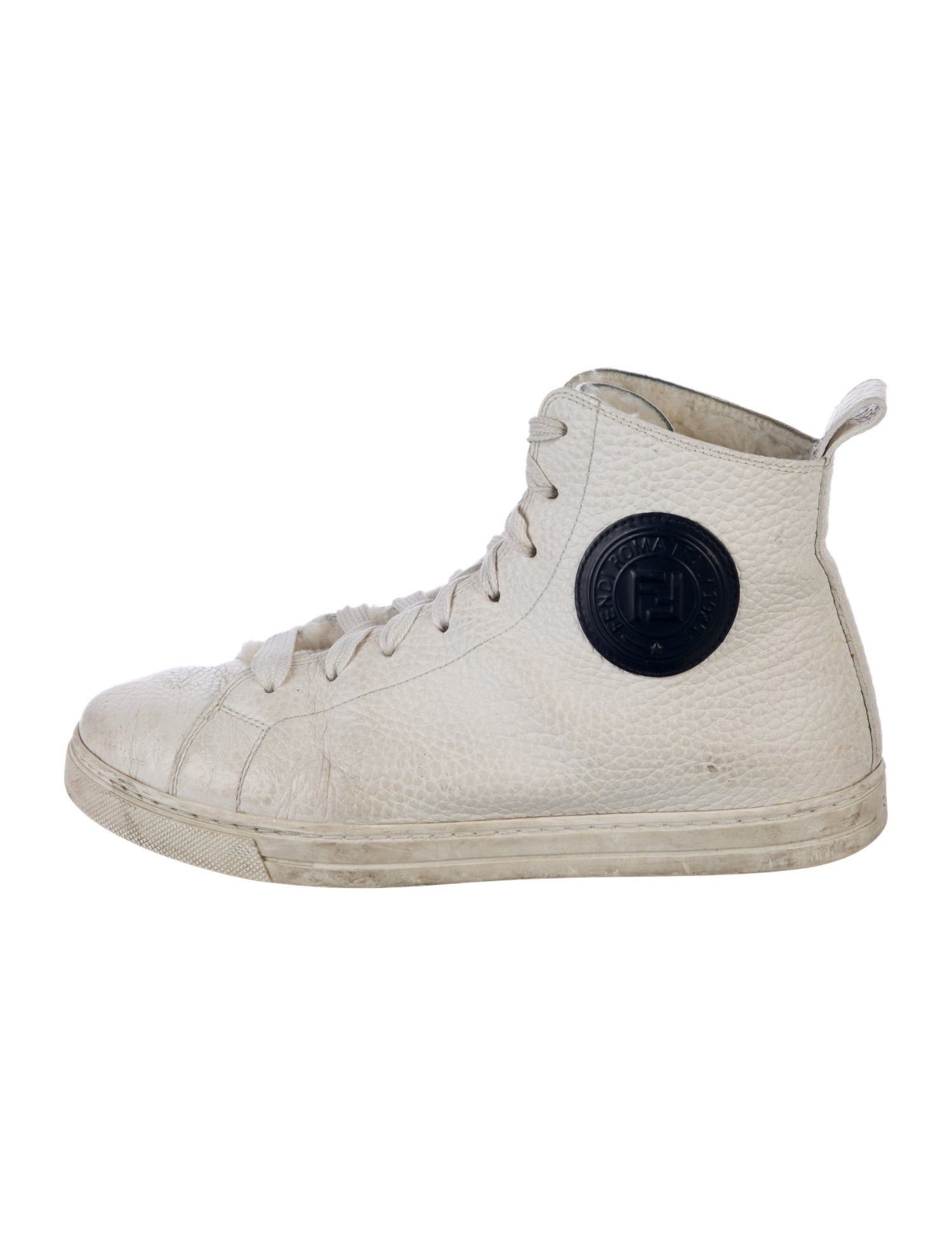 Fendi Leather Graphic Print Sneakers