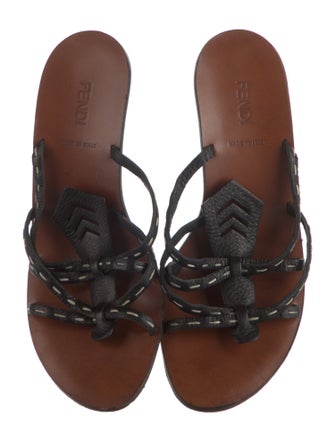 Fendi Leather Lasercut Accents Slides